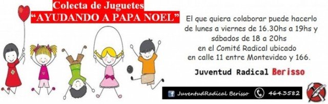 Continúa la colecta de juguetes de la #JuventudRadical de #Beris so: “AYUDANDO A PAPA NOEL” Colecta