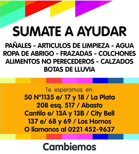 El Frente Cambiemos #LaPlata recibe donaciones para enviar a las zonas inundadas