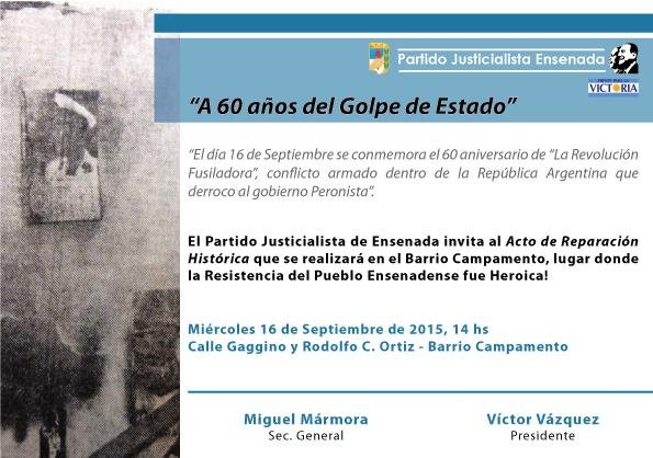 Acto peronista en #Ensenada a 60 años de la "Revolución Fusiladora"