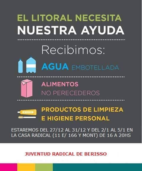 Colecta "El Litoral necesita ayuda" de la Juventud Radical