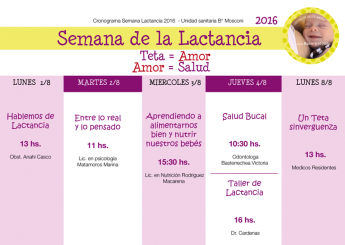 cronograma lactancia 2016