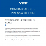 Preocupación por las llamas de la Refinería de YPF