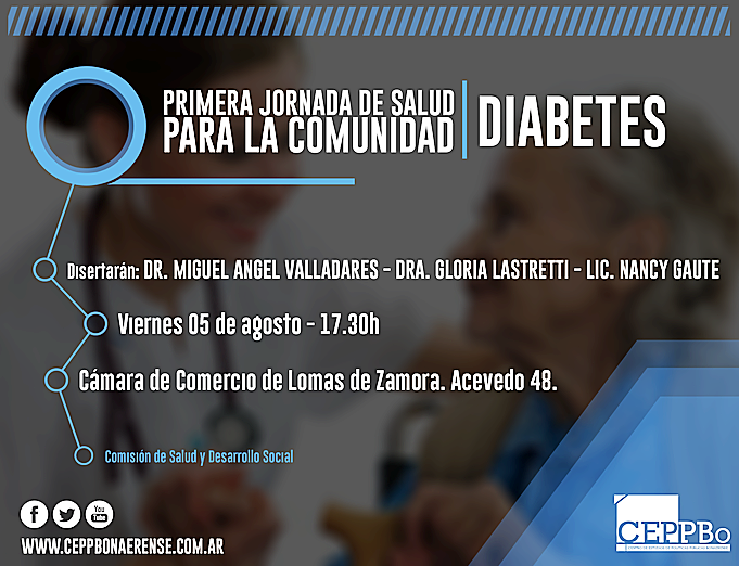 En Lomas de Zamora: Invitación a la "Primera jornada de salud para la comunidad. Diabetes"