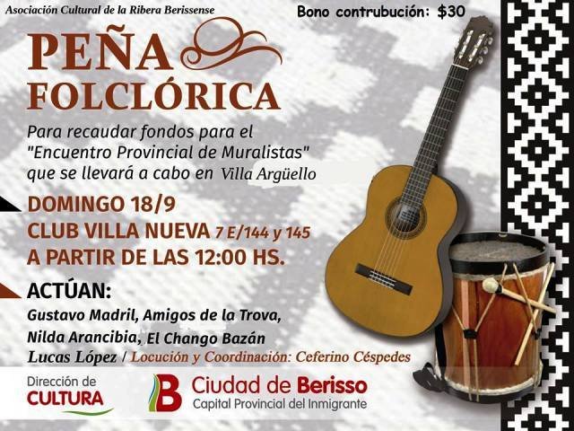 Peña folclórica a beneficio del “Encuentro Provincial de Muralistas”