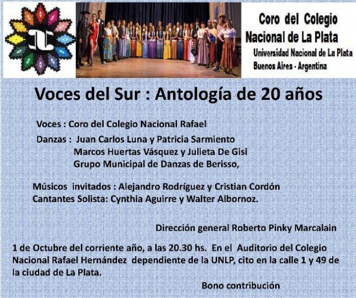 “Voces del Sur, antología de 20 años” se presenta por última vez antes de la gira a México “Voces del Sur, antología de 20 años” se presenta por última vez antes de la gira a México