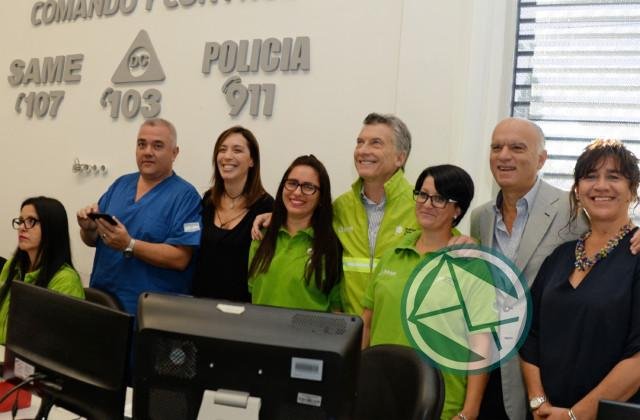 Macri y Vidal recorrieron el Centro de Monitoreo del SAME en Lanús