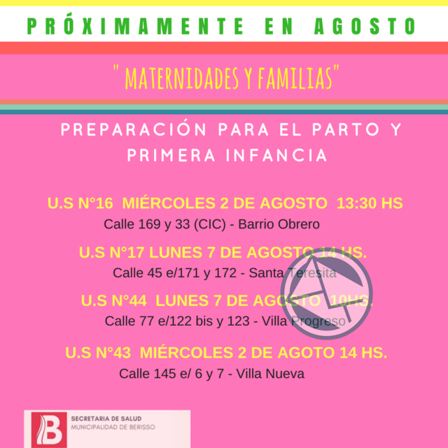 Talleres de preparto en la Unidades Saniatias de Berisso