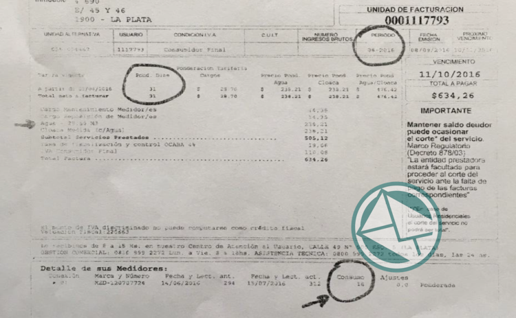 Castagneto peticionó en el Concejo de La Plata que Vidal modifique en el cuadro tarifario de ABSA