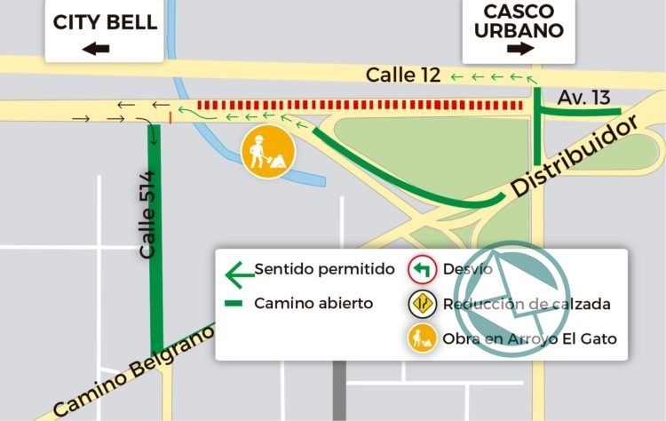 Obras en Camino Centenario: Desvío en la mano La Plata-Buenos Aires