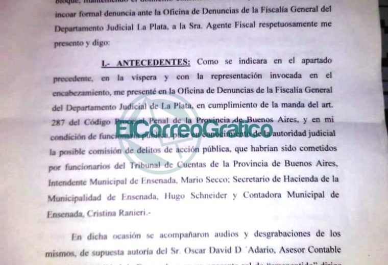 Ampliación de denuncia penal contra Secco y Schneider 1