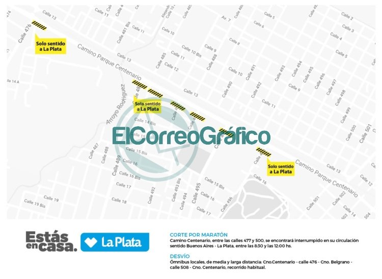 Por la maratón "Corre con el corazón", desvíos y cortes de tránsito del Camino Centenario durante la mañana del domingo Por la maratón "Corre con el corazón", desvíos y cortes de tránsito del Camino Centenario durante la mañana del domingo