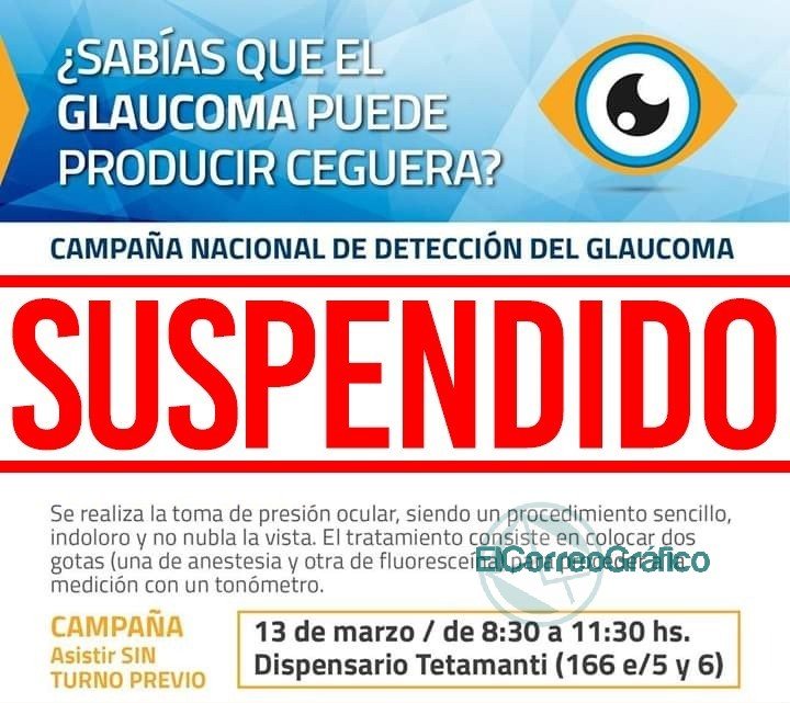 Se pospuso la Campaña de Detección de Glaucoma Se pospuso la Campaña de Detección de Glaucoma