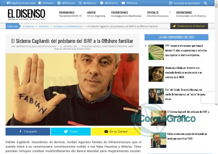 El Sistema Cagliardi del prestamo del BIRF a la Offshore familiar El Disenso 1