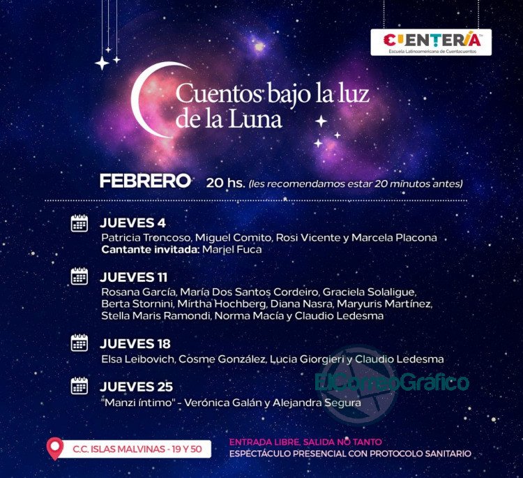 “Cuentos bajo la luz de la Luna” continuarán tlos jueves de febrero en el CC Islas Malvinas Cuentos bajo la luz de la Luna continuaran tlos jueves de febrero en el CC Islas Malvinas