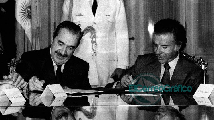 Raul Afonsin y Carlos Saul Menem