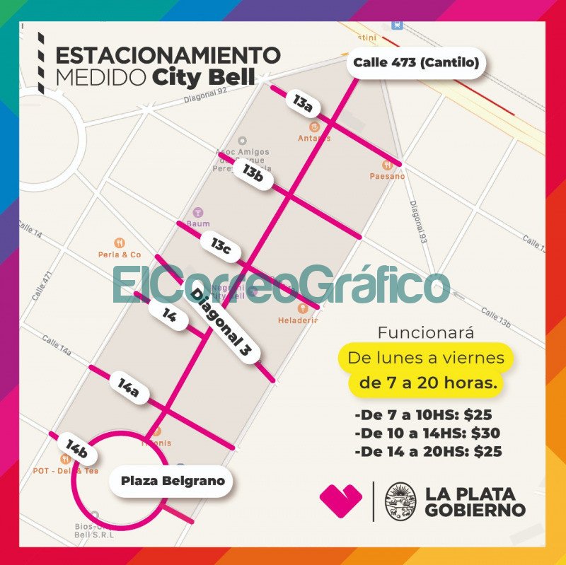 Rige el cobro del Estacionamiento Medido en City Bell