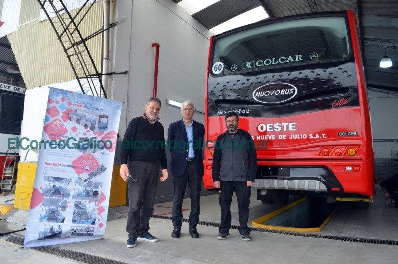 El titular de la Nueve de Julio Walter Mastropietro junto al decano de Ingenieria Marcos Actis y al integrante del CTA Alejandro Patanella
