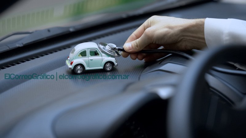 Lo que no sabías de los seguros de autos 2023 Technician examining toy car with stethoscope, vehicle insurance, maintenance