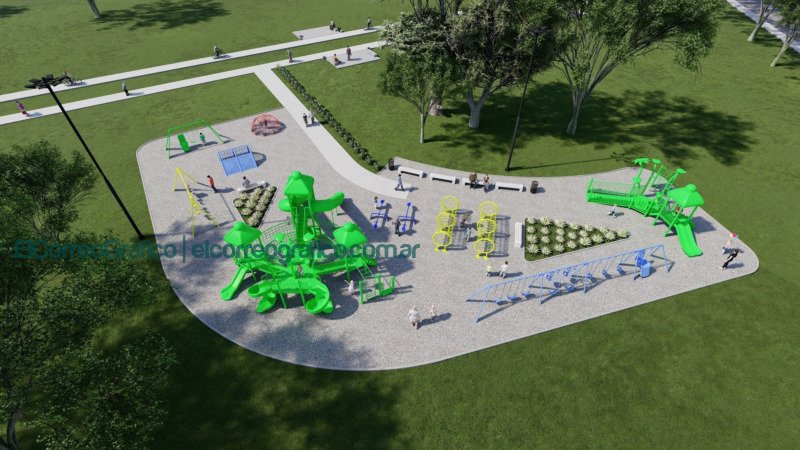 Pisos antigolpes, escaladores y hamacas, novedosos patios de juegos en plazas y parques 07
