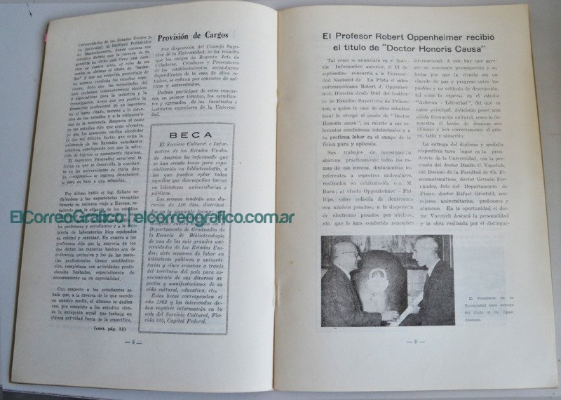 Boletín Informativo 8 (Inicio Pág. 9) Julius Robert Oppenheimer, Legado e Historia en la UNLP