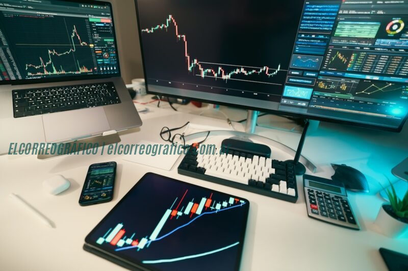 Descubre el poder del Pocket Broker Copy Trading para invertir con éxito Los gráficos de acciones se muestran en varias pantallas. Descubre el poder del Pocket Broker Copy Trading para invertir con éxito