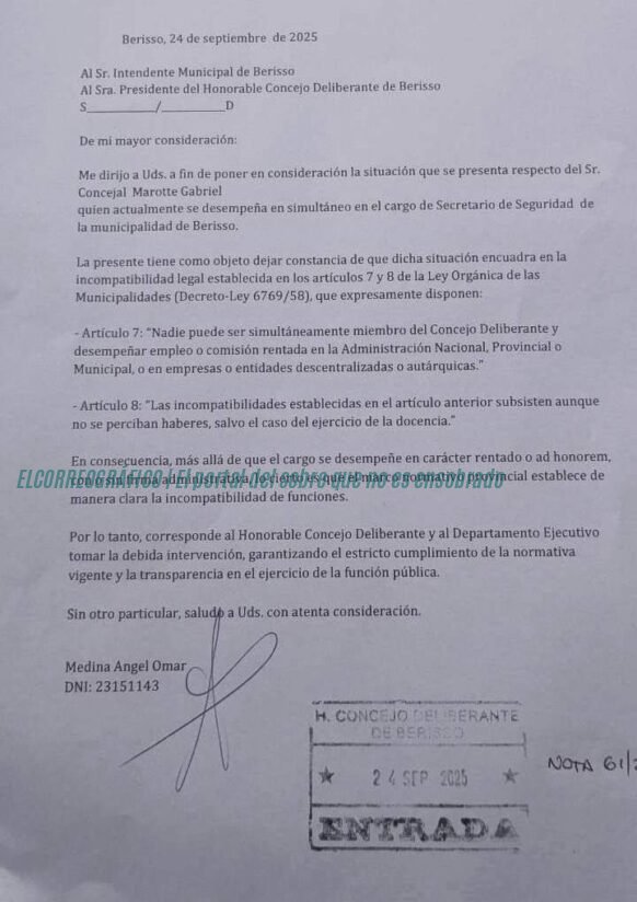 Gabriel Marotte enfrenta denuncia por doble función en municipio de Berisso Gabriel Marotte enfrenta denuncia por doble función en municipio de Berisso