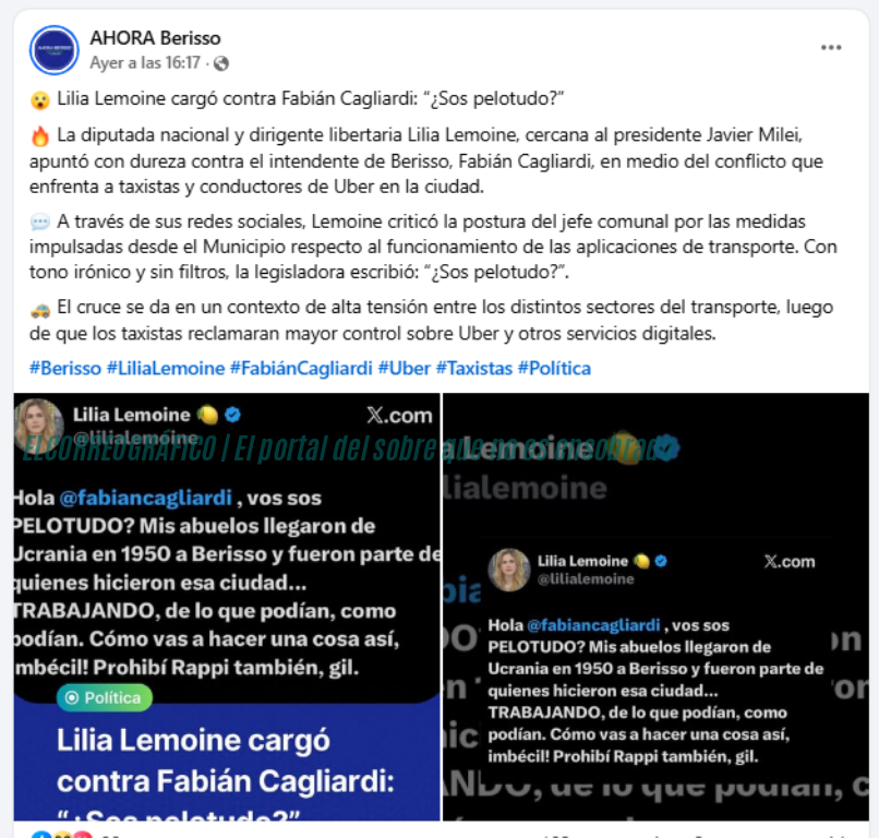 Los ENSOBRADOS medios blindan a Cagliardi en polémica cacería contra Uber Berisso 2