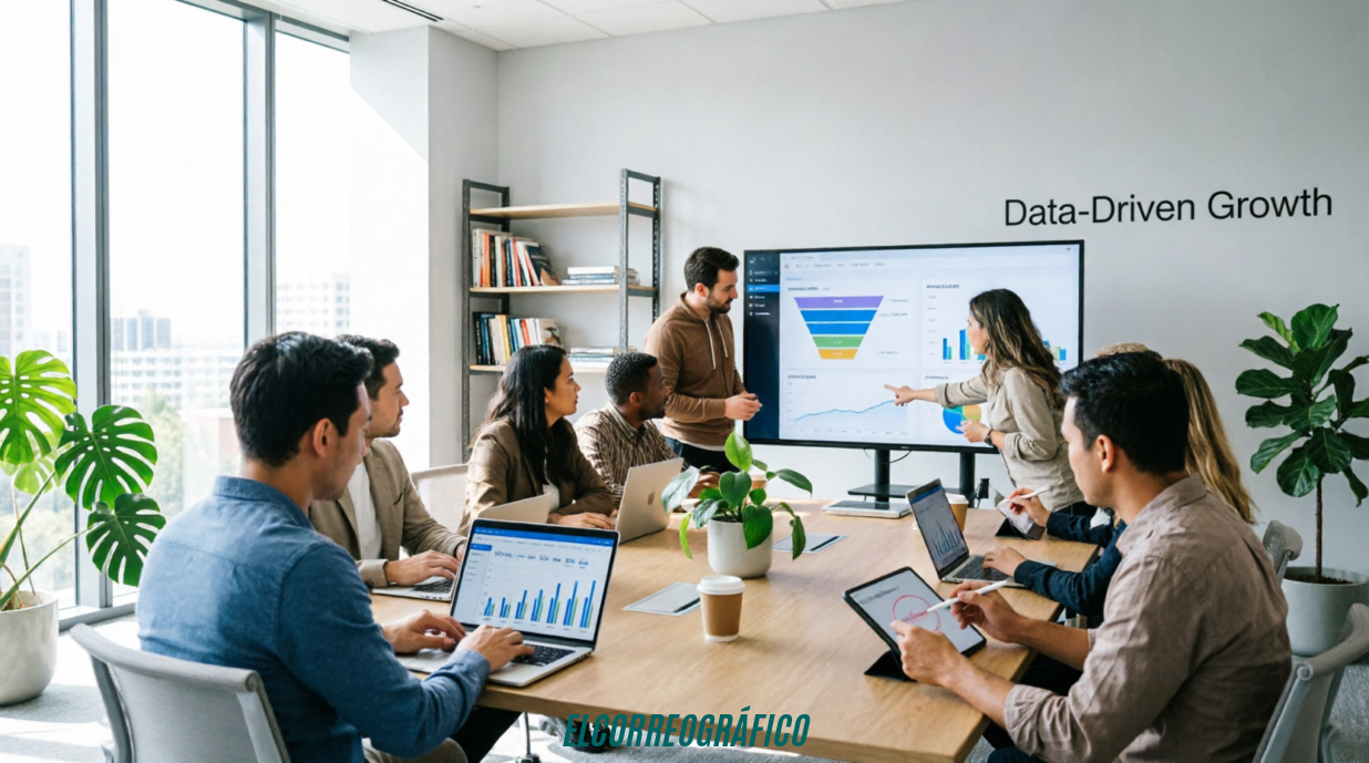 Transformación digital y talento, claves para entender el nuevo entorno profesional Profesionales en sesión de formación colaborativa revisando estrategias de marketing digital y analítica web en pantallas interactivas, reflejando el aprendizaje especializado en el ecosistema digital actual.Transformación digital y talento, claves para entender el nuevo entorno profesional 2