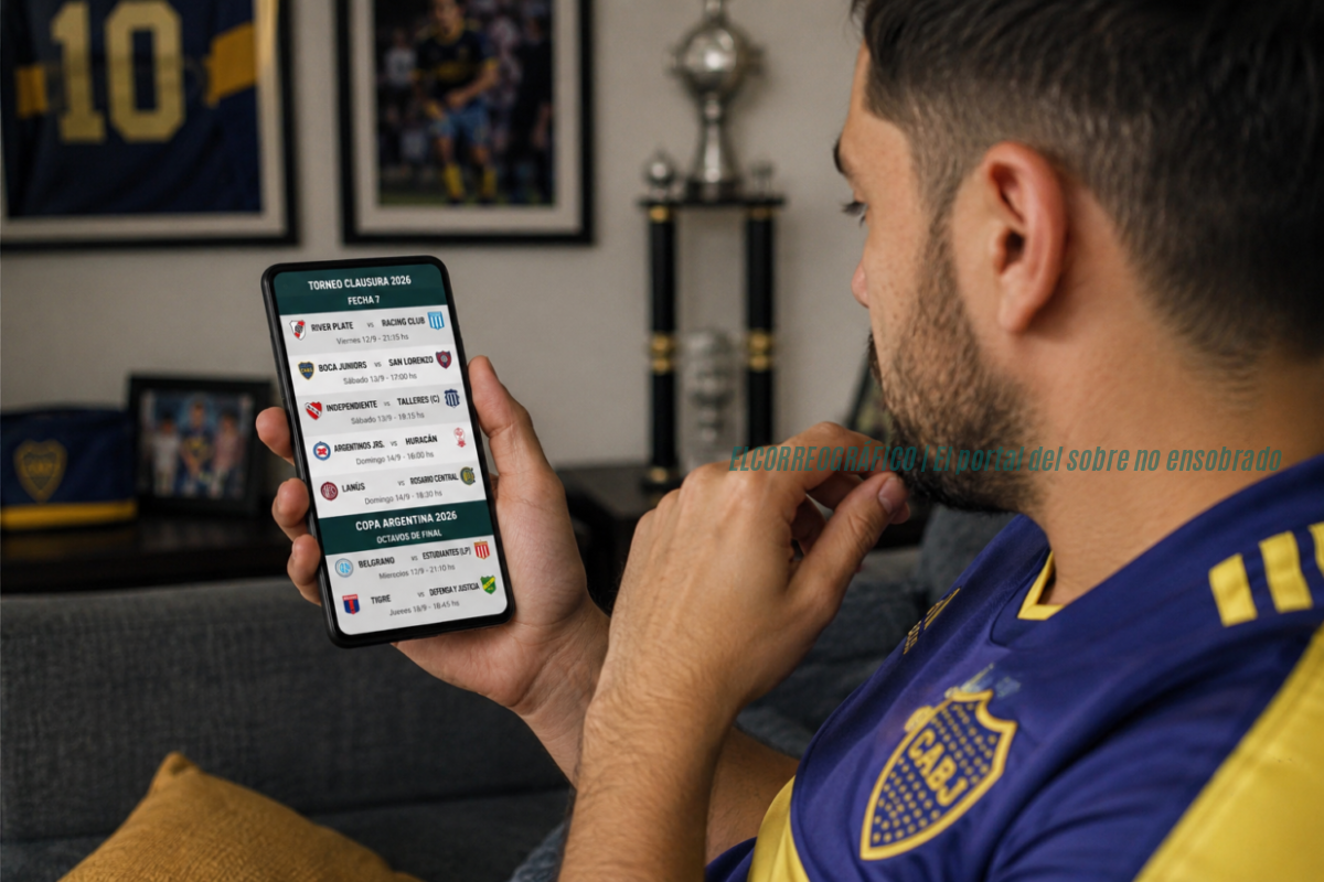 Horarios del fútbol urgente, la fecha 7 y la Copa Argentina en 4 días Hincha de Boca Juniors revisa en su celular los horarios del fútbol correspondientes a la fecha 7 del Torneo Clausura 2026 y a los octavos de final de la Copa Argentina.