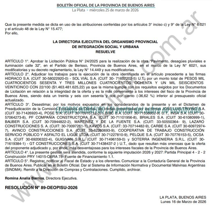 Sol Vial en Berisso revela el impacto de una obra de $1.463 millones del OPISU mientras está imputado en el "Garro Gate" sol vial nota real politik 1